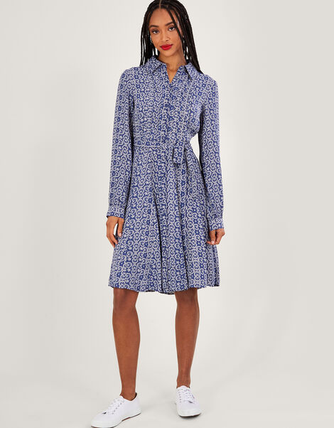 Josephina Print Shirt Dress, Blue (BLUE), large