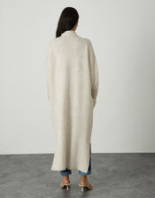 Longline Cardigan with Recycled Polyester, Ivory (IVORY), large