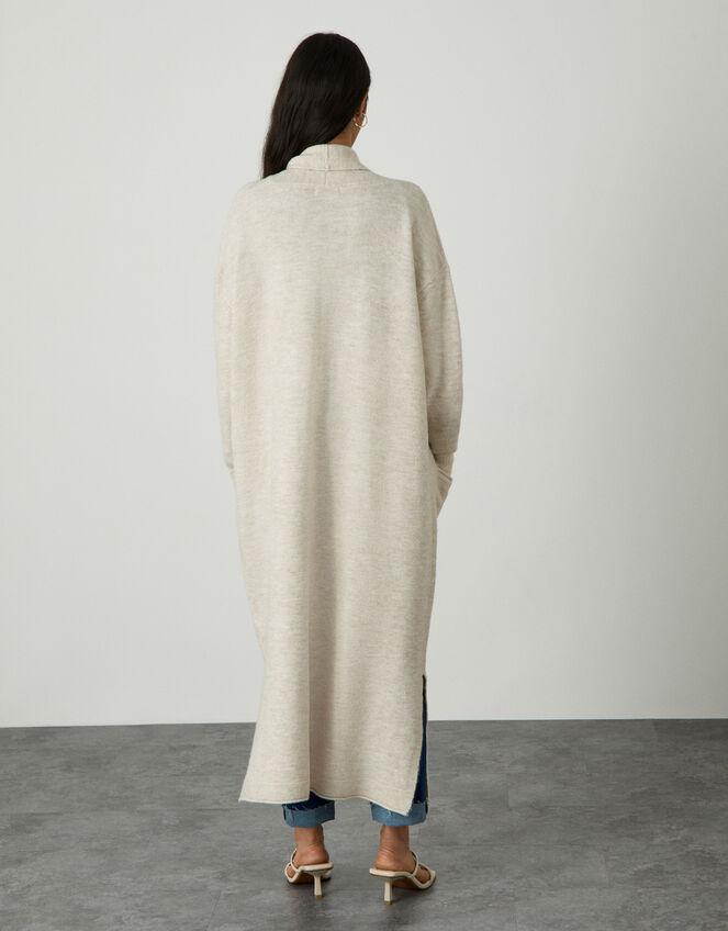 Longline Cardigan with Recycled Polyester, Ivory (IVORY), large