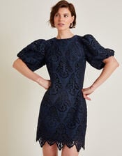 Lila Lace Tunic Mini Dress, Blue (NAVY), large