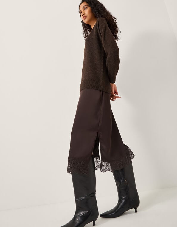 Fay Sweater Slip Dress, Brown (CHOCOLATE), large