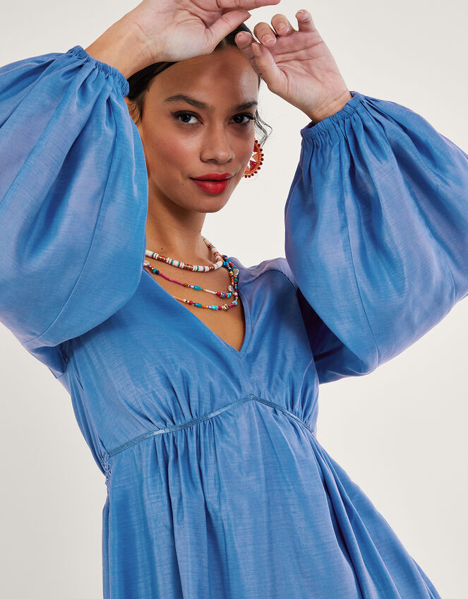 Palmer Maxi Dress in Recycled Polyester, Blue (BLUE), large