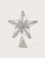 Glitter Star Christmas Tree Topper, Silver (SILVER), large