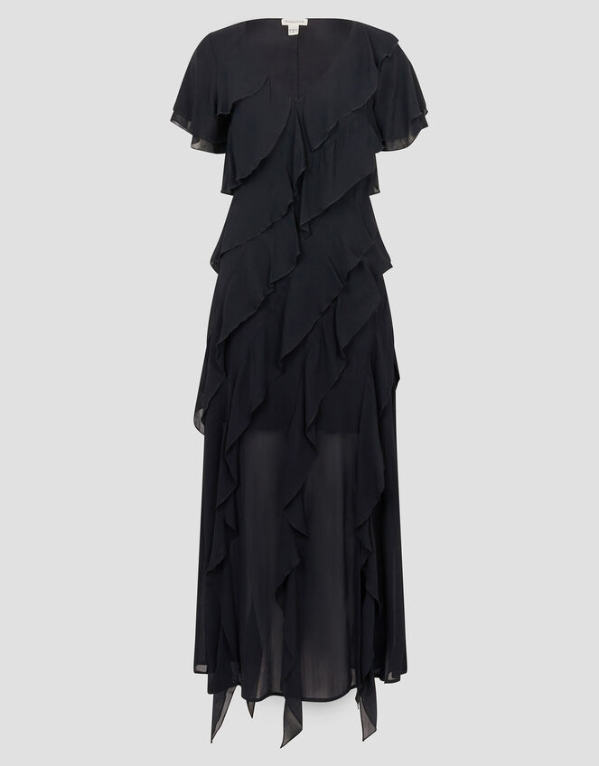 Renata Ruffle Maxi Dress, Black (BLACK), large