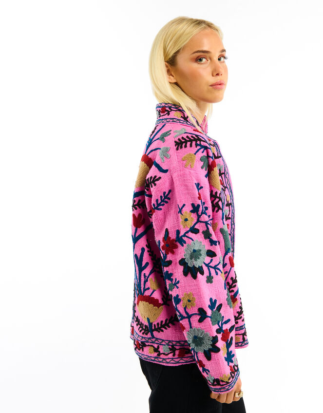 Wild Tiger Floral Embroidered Jacket, Pink (PINK), large