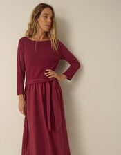 Mikayla Long Sleeve Bubble Hem Midi Dress, Red (BURGUNDY), large