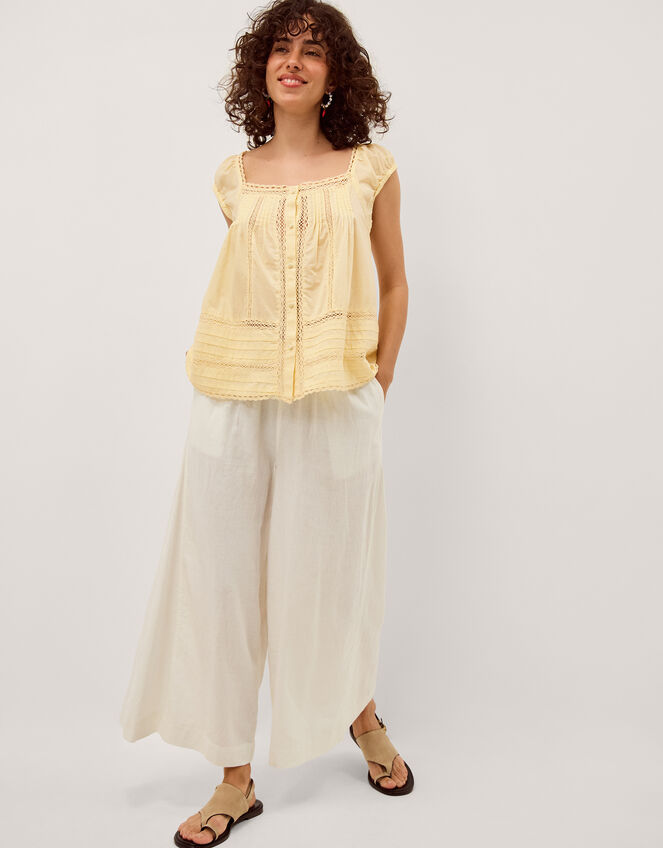 Olivia Lace Trim Top, Yellow (YELLOW), large