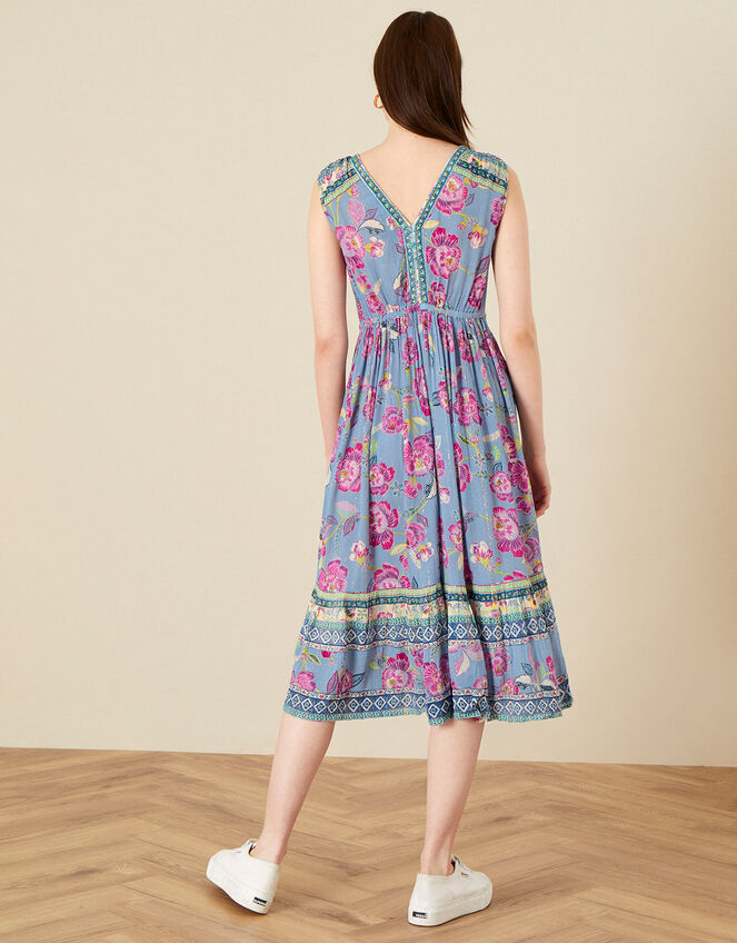 Kitty Floral Midi Dress, Blue (BLUE), large