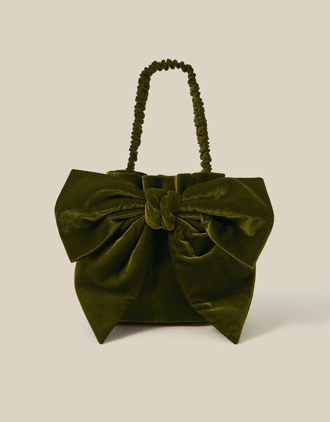 Ciri Bow Velvet Pouch Bag, , large