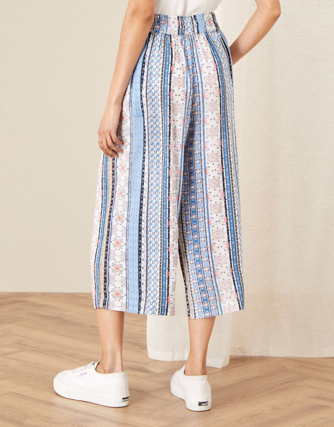 Patch Print Stripe Culottes, Blue (BLUE), large