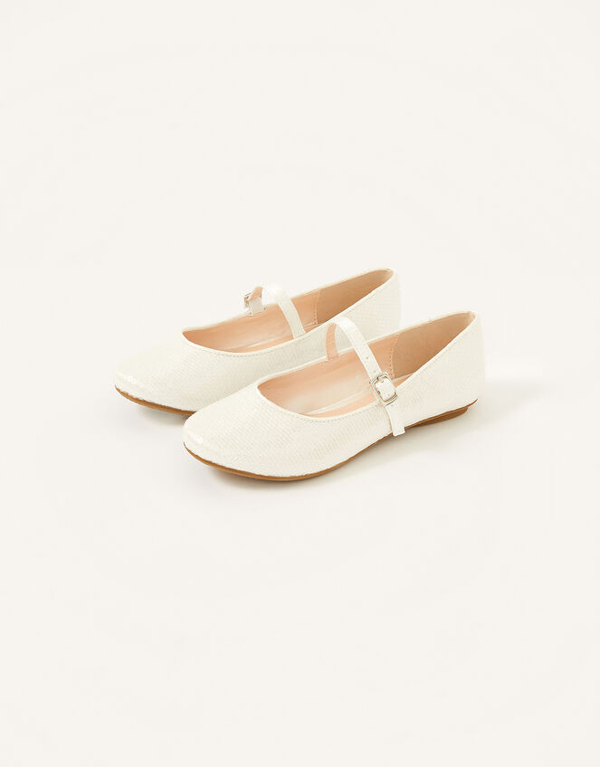 Sequin Ballerina Flats, Ivory (IVORY), large