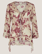 Bora Floral Ruffle Top, Natural (NATURAL), large