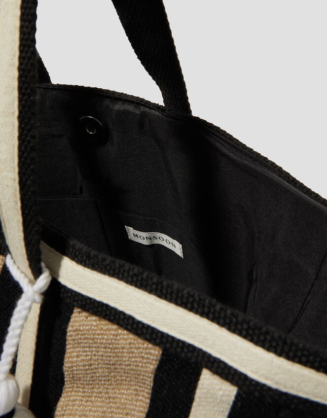 Ari Metallic Stripe Beach Bag, , large