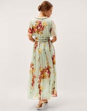 Perrie Frill Floral Print Maxi Dress, Green (SAGE), large