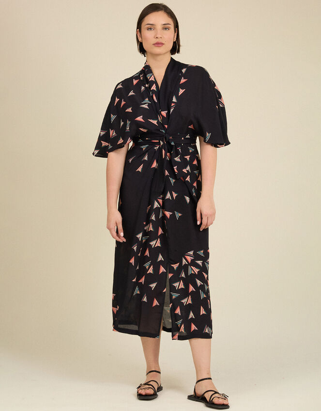 Tallulah and Hope Print Tie Dress, Black (BLACK), large