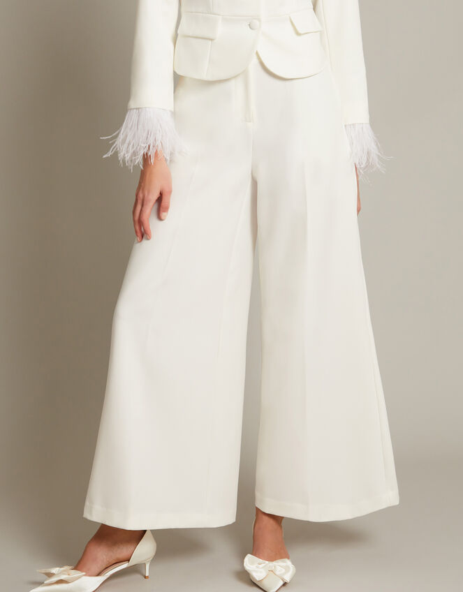 Mara Wide Leg Bridal Trousers, Ivory (IVORY), large