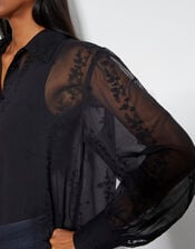 Edie Embroidered Blouse, Black (BLACK), large