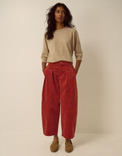 Mabel Corduroy Barrel Leg Trousers, Cognac (COGNAC), large