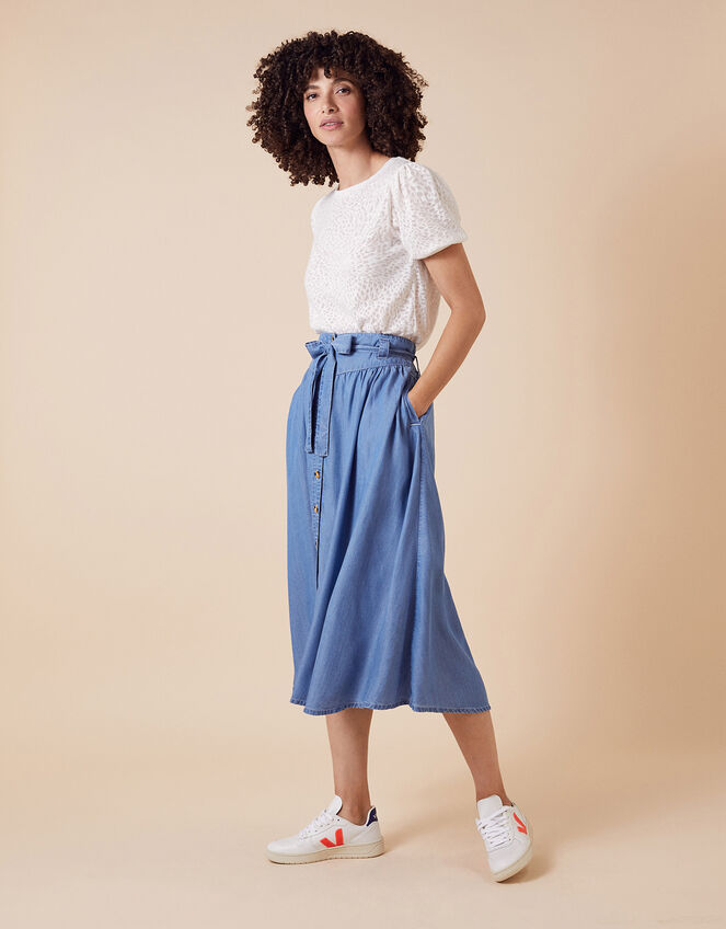 Tammy Midi Skirt  in LENZING™ TENCEL™, Blue (DENIM BLUE), large