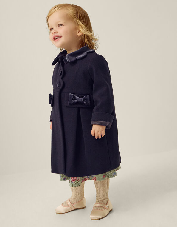 Baby Scallop Collar Coat , Blue (NAVY), large