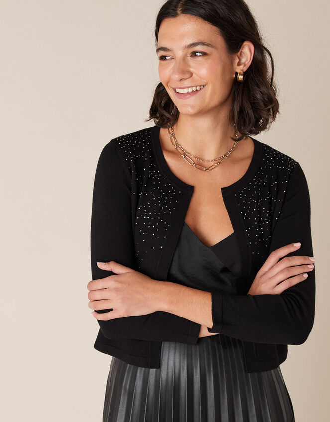 Hotfix Gem Shrug with Sustainable Viscose, Black (BLACK), large