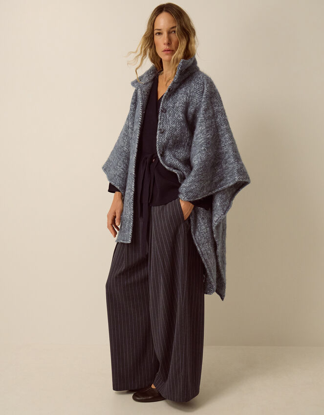Cara Herringbone Cape Jacket, , large