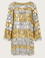 Darina Sequin Tunic Dress, Silver (SILVER), large