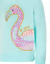 Dana Embellished Flamingo Hoody, Blue (TURQUOISE), large