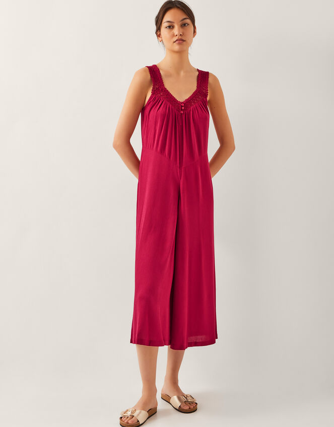Rachel Sleeveless Culotte Jumpsuit, Red (BURGUNDY), large
