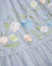 Emilia Embroidered Drop Waist Party Dress, Blue (BLUE), large