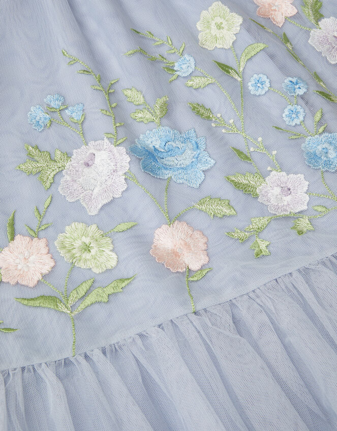 Emilia Embroidered Drop Waist Party Dress, Blue (BLUE), large