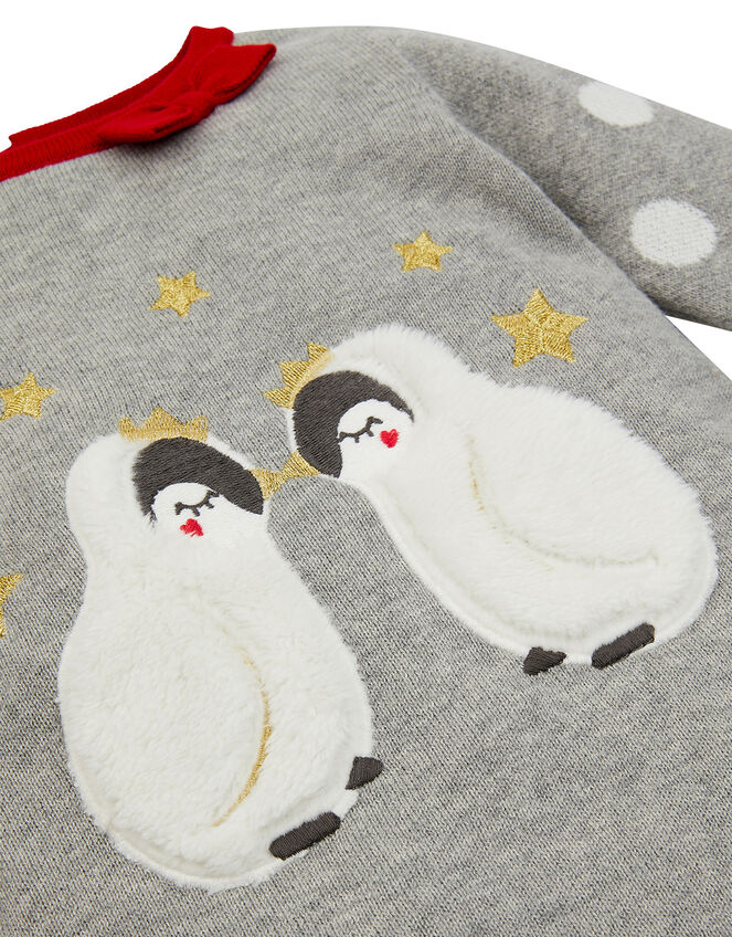 Newborn Baby Penguin Knit Dress, Grey (GREY), large
