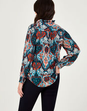 Ikat Print Metallic Base Top with LENZING™ ECOVERO™, Teal (TEAL), large