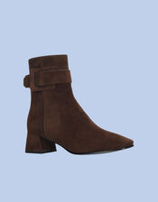 Bibi Lou Sandy Buckle Suede Ankle Boots, Brown (BROWN), large