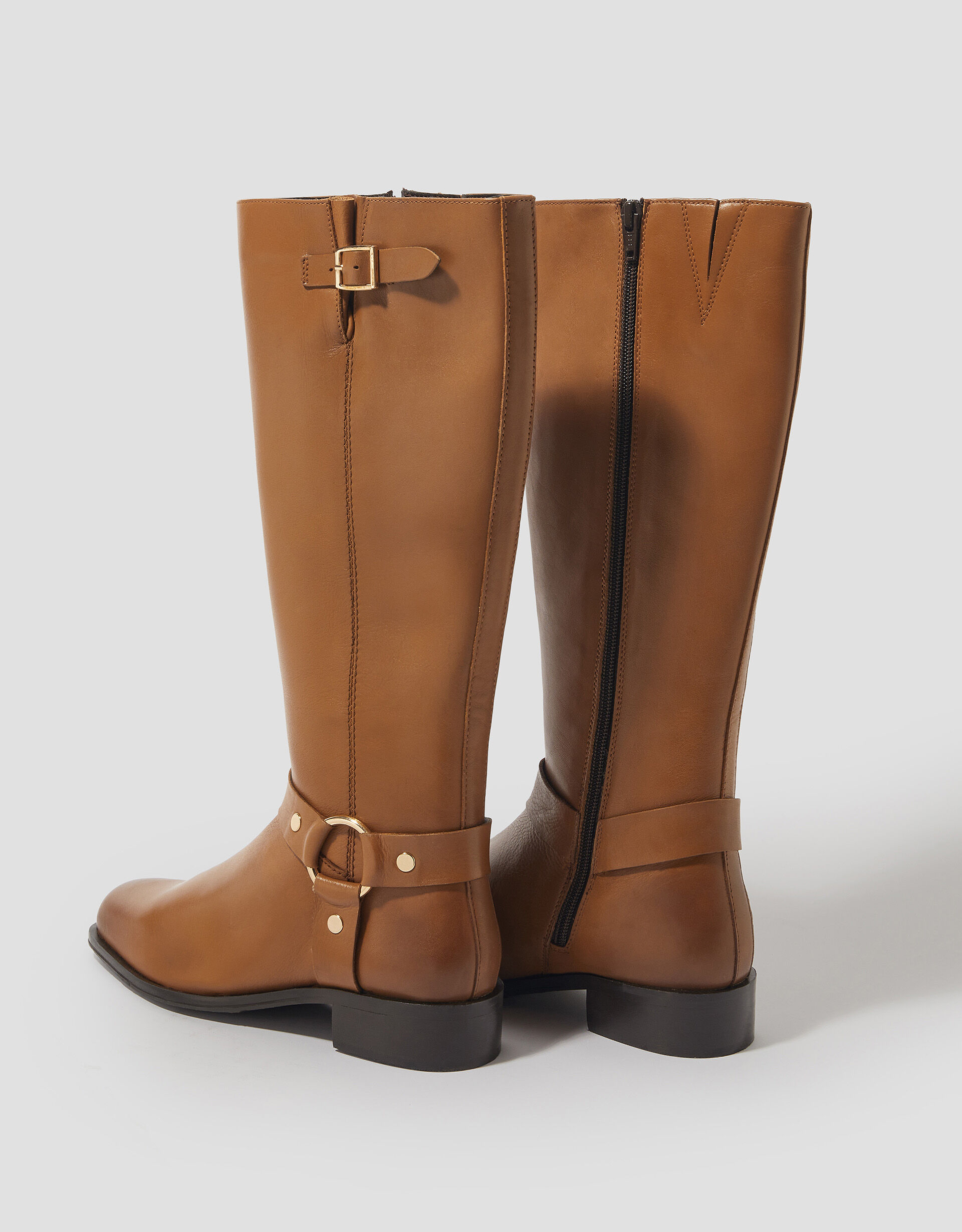Leyla Leather Knee High Boots Tan