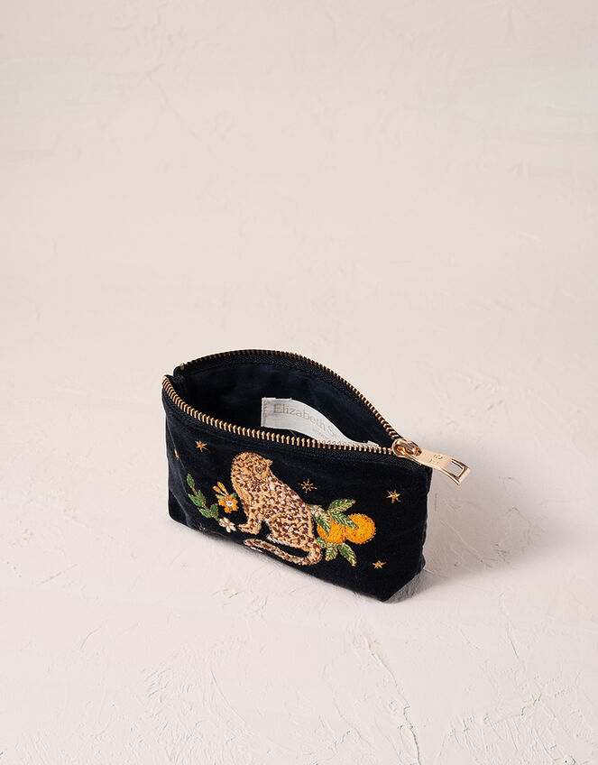 Elizabeth Scarlett Jungle Jaguar Velvet Coin Purse, , large