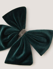 Velvet Bow Hair Clip, Green (GREEN), large