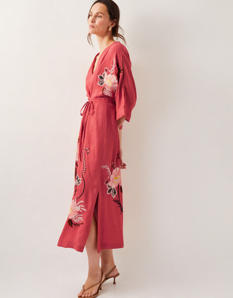 Jasmine Kimono Midi Dress, Orange (RUST), large