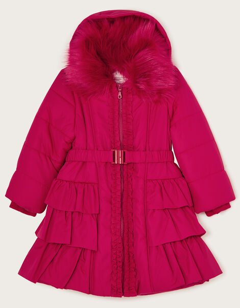 Tiered Belted Padded Coat Red, Red (RED), large