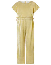 Gia Metallic Plisse Jumpsuit, Gold (GOLD), large