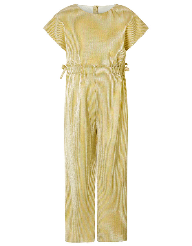 Gia Metallic Plisse Jumpsuit, Gold (GOLD), large
