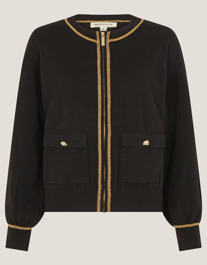 Nolan Knit Bomber Jacket, Black (BLACK), large