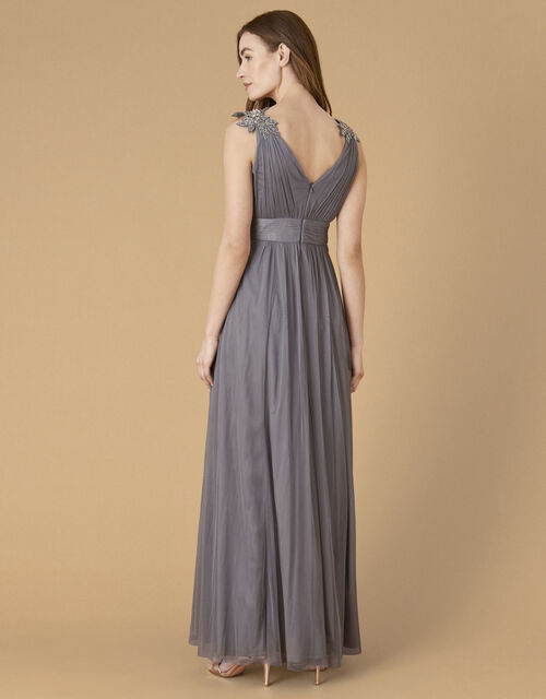 Mischa Embellished Tulle Maxi Dress, Grey (GREY), large