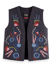Scotch & Soda Embroidered Waistcoat, Grey (CHARCOAL), large