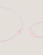 Bow Beaded Necklace & Bracelet Set, , large
