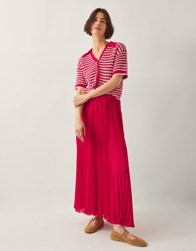 Ezra Pleated Maxi Skirt, Red (RED), large