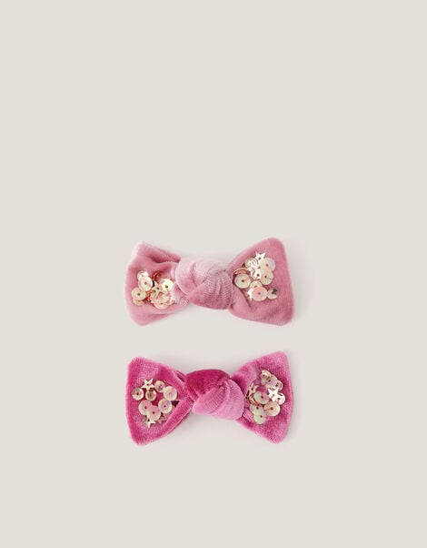 2-Pack Sequin Velvet Bow Hair Clips, , large