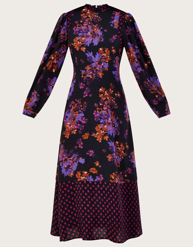 Kiera Floral Print Dress in Sustainable Viscose, Purple (PURPLE), large