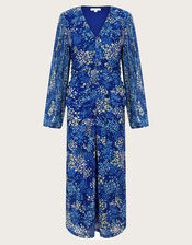Micola Print Mesh Dress, Blue (BLUE), large