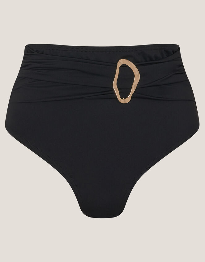 Cindy Molten Detail High Waist Bikini Bottom, Black (BLACK), large